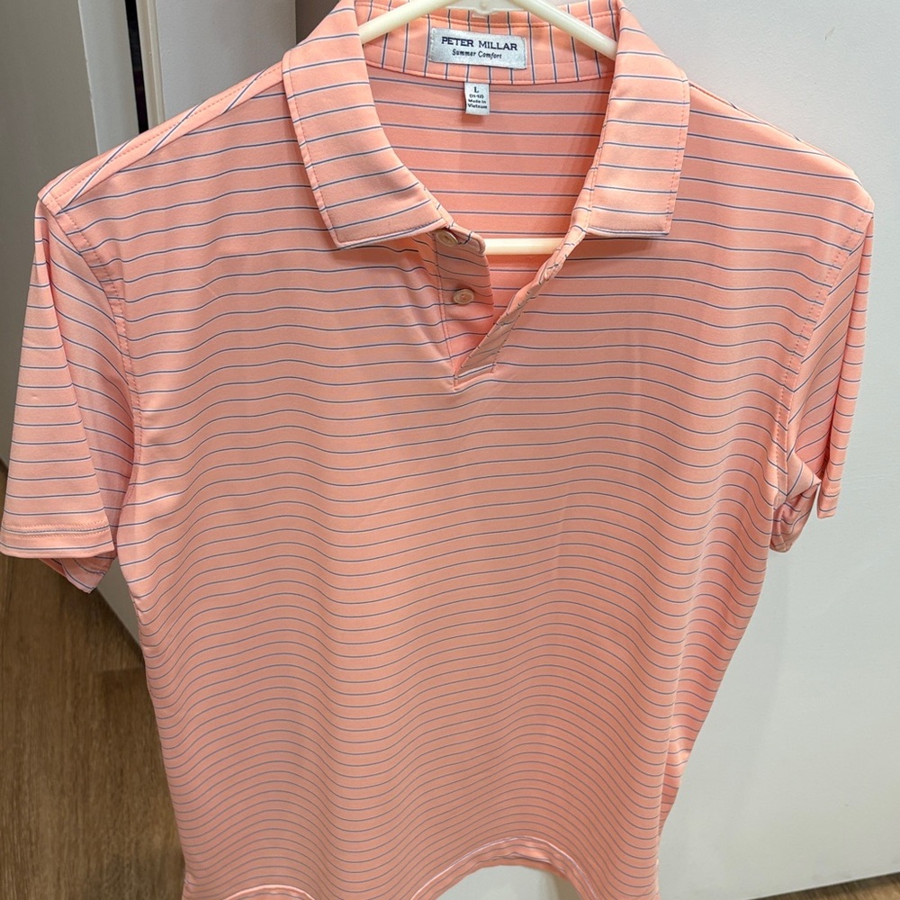 Peter Millar Youth Boys Polo in Peach and Blue Stripes